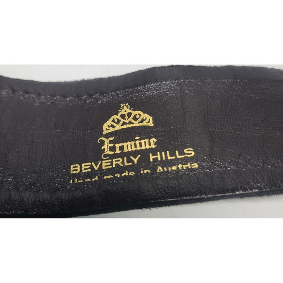 Ermine Beverly Hills Black Suede Wide Waist Belt Crystal Pearl Buckle Austria 80 main image 7